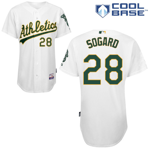 Eric Sogard #28 MLB Jersey-Oakland Athletics Men's Authentic Home White Cool Base Baseball Jersey